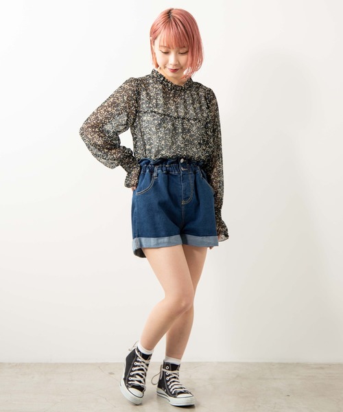 WEGO（ウィゴー）の「WEGO/【XS～Lサイズ】デイリーギャザーショーツ（デニムパンツ・レディース・ブラック/インディゴブルー/ダークインディゴブルー・SMALL/LARGE/X-SMALL/MEDIUM）」の9枚目の写真