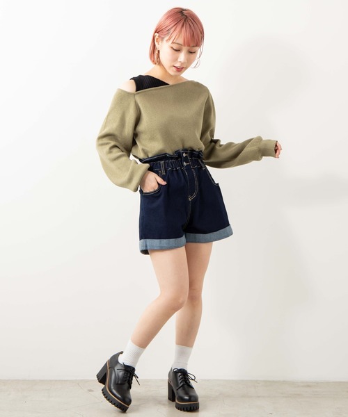 WEGO（ウィゴー）の「WEGO/【XS～Lサイズ】デイリーギャザーショーツ（デニムパンツ・レディース・ブラック/インディゴブルー/ダークインディゴブルー・SMALL/LARGE/X-SMALL/MEDIUM）」の11枚目の写真