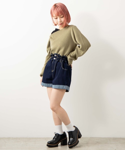 WEGO（ウィゴー）の「WEGO/【XS～Lサイズ】デイリーギャザーショーツ（デニムパンツ・レディース・ブラック/インディゴブルー/ダークインディゴブルー・SMALL/LARGE/X-SMALL/MEDIUM）」の12枚目の写真