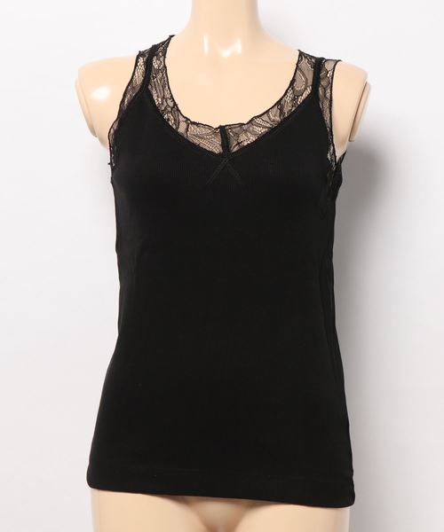 AMERICAN HOLIC（アメリカンホリック）の「ショルダーレースタンクトップ＊（タンクトップ・レディース・ブラック/オフホワイト/モカ/グレー系その他・M/L）」の3枚目の写真