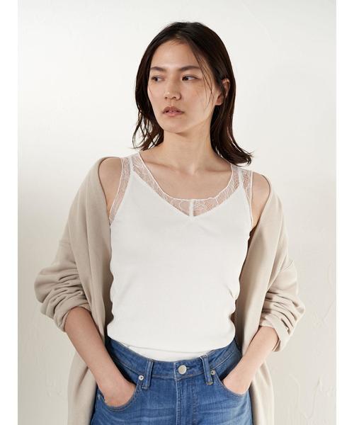 AMERICAN HOLIC（アメリカンホリック）の「ショルダーレースタンクトップ＊（タンクトップ・レディース・ブラック/オフホワイト/モカ/グレー系その他・M/L）」の5枚目の写真