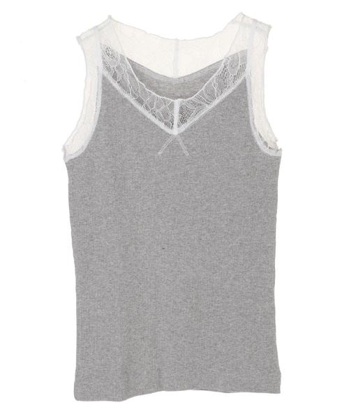 AMERICAN HOLIC（アメリカンホリック）の「ショルダーレースタンクトップ＊（タンクトップ・レディース・ブラック/オフホワイト/モカ/グレー系その他・M/L）」の12枚目の写真