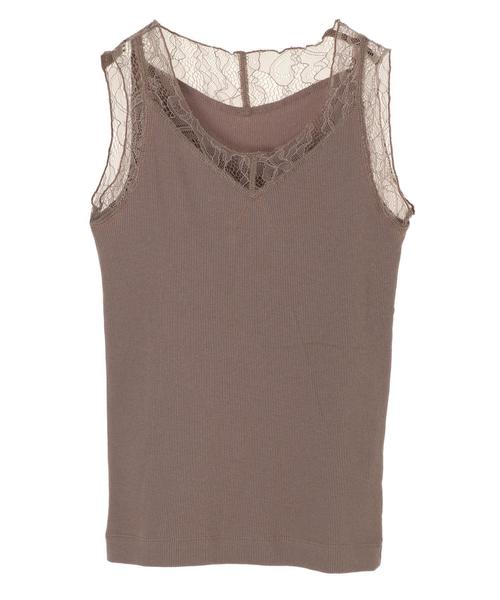 AMERICAN HOLIC（アメリカンホリック）の「ショルダーレースタンクトップ＊（タンクトップ・レディース・ブラック/オフホワイト/モカ/グレー系その他・M/L）」の10枚目の写真