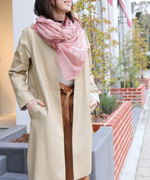 sankyo shokai(サンキョウショウカイ)の「ラムレザーノーカラーコートライナー付き(ノーカラーコート・レディース・ブラック/ライトベージュ/ボルドー・11号/9号/13号/7号/15号)」の9枚目の写真