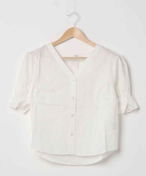 FUN.TRINITY（ファン トリニティー）の「コットンレースブラウス（シャツ/ブラウス・レディース・オフホワイト/ベージュ/グリーン/ネイビー・M）」の9枚目の写真