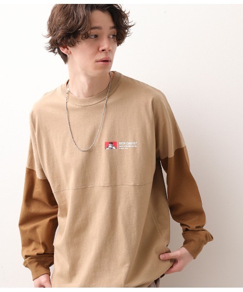 BEN DAVIS（ベンデイビス）の「【ベンデイビス×JUNRed別注】ドルマンスリーブルーズシルエットTシャツ（Tシャツ/カットソー・メンズ・ホワイト/ベージュ/ピンク/キャメル・LL/M/L）」の3枚目の写真