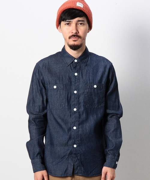coen（コーエン）の「インディゴワークシャツ（シャツ/ブラウス・メンズ・ネイビー/ブラック・LARGE/X-LARGE/X-SMALL/MEDIUM/SMALL）」の3枚目の写真