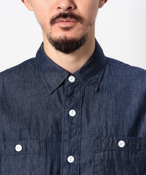 coen（コーエン）の「インディゴワークシャツ（シャツ/ブラウス・メンズ・ネイビー/ブラック・LARGE/X-LARGE/X-SMALL/MEDIUM/SMALL）」の10枚目の写真