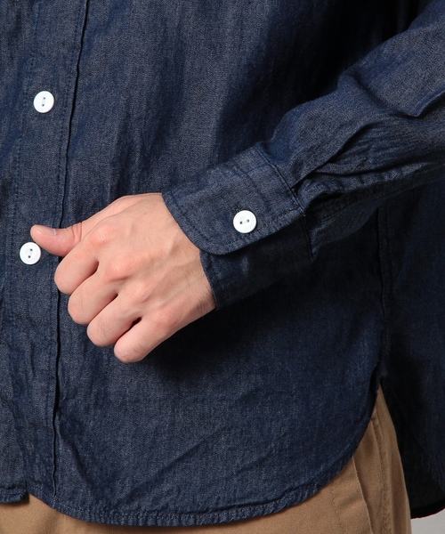 coen（コーエン）の「インディゴワークシャツ（シャツ/ブラウス・メンズ・ネイビー/ブラック・LARGE/X-LARGE/X-SMALL/MEDIUM/SMALL）」の6枚目の写真
