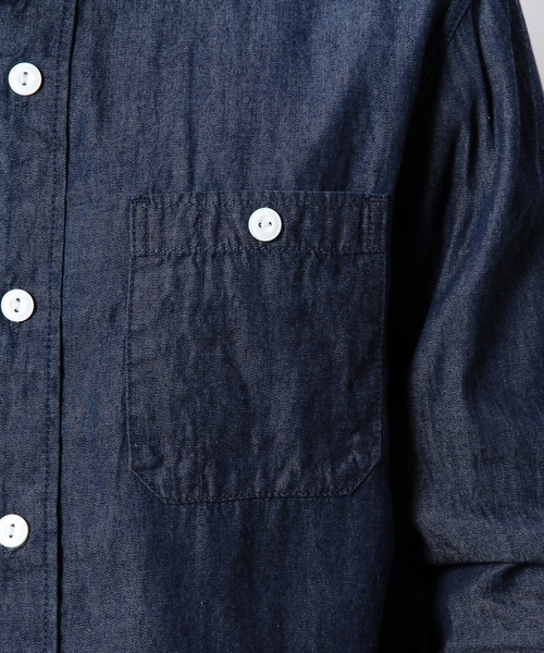 coen（コーエン）の「インディゴワークシャツ（シャツ/ブラウス・メンズ・ネイビー/ブラック・LARGE/X-LARGE/X-SMALL/MEDIUM/SMALL）」の11枚目の写真