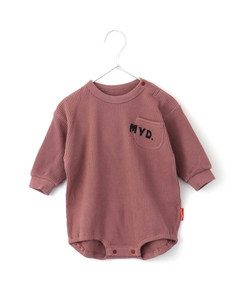 MAKE YOUR DAY（メイクユアデイ）の「ワッフルポケットロンパース■70.80cm（ロンパース・キッズ・チャコールグレー/パープル/ブラウン/グリーン/アイボリー・80/70）」の5枚目の写真