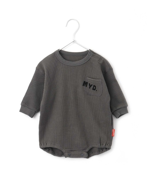 MAKE YOUR DAY（メイクユアデイ）の「ワッフルポケットロンパース■70.80cm（ロンパース・キッズ・チャコールグレー/パープル/ブラウン/グリーン/アイボリー・80/70）」の2枚目の写真