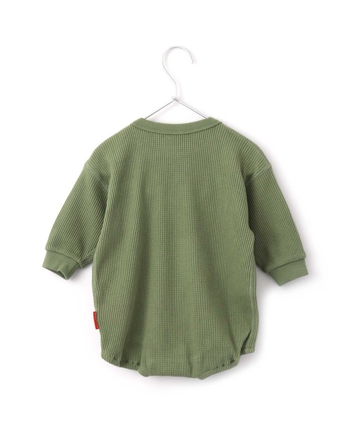 MAKE YOUR DAY（メイクユアデイ）の「ワッフルポケットロンパース■70.80cm（ロンパース・キッズ・チャコールグレー/パープル/ブラウン/グリーン/アイボリー・80/70）」の9枚目の写真