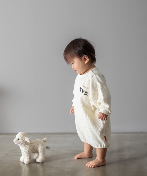 MAKE YOUR DAY（メイクユアデイ）の「ワッフルポケットロンパース■70.80cm（ロンパース・キッズ・チャコールグレー/パープル/ブラウン/グリーン/アイボリー・80/70）」の20枚目の写真