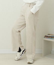 CHARM BERRY TIC | スエードポンチ センタープレスストレートパンツ　インサイドスリット(その他パンツ)