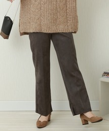 スエードポンチ センタープレスストレートパンツ　インサイドスリット
