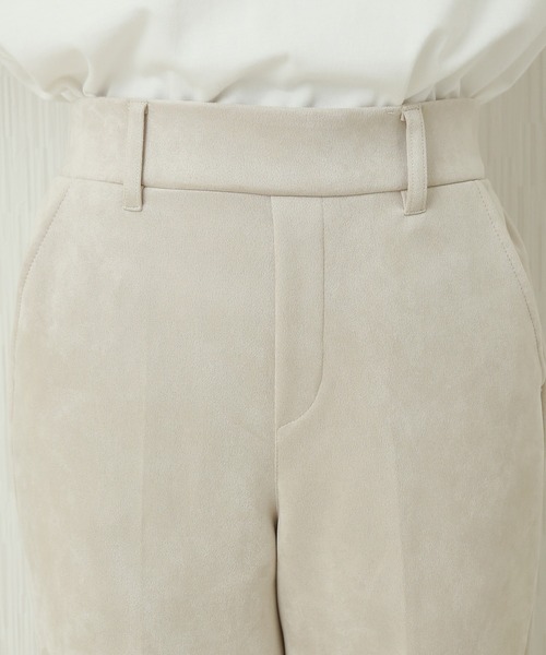 CHARM BERRY TIC（チャームベリーチック）の「スエードポンチ センタープレスストレートパンツ　インサイドスリット（その他パンツ・レディース・ブラック/ベージュ/ピンク/カーキ/アイボリー・M/L）」の14枚目の写真