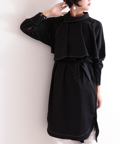 アシメ襟のコート風ワンピース ワンピース Sawa A La Mode サワアラモード のファッション通販 Zozotown