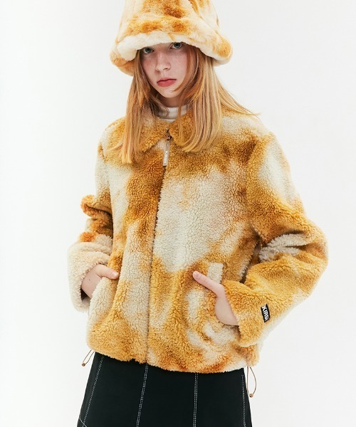 KIRSH(キルシー)の「TIE-DYEING FLEECE SHORT JACKET/タイダイフリースショートジャケット(ブルゾン)」|オレンジ