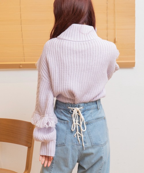 Mysa&Liina（ミーサリーナ）の「ハイネックショート丈ケーブルニット（ニット/セーター・レディース・ブラック/ベージュ/オフホワイト/ラベンダー/キャメル・M）」の18枚目の写真