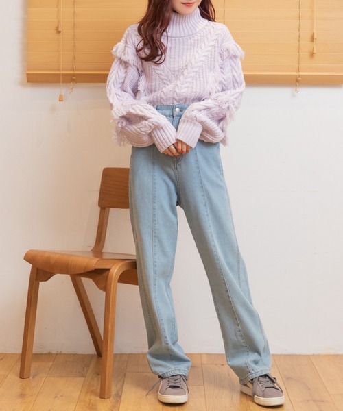 Mysa&Liina（ミーサリーナ）の「ハイネックショート丈ケーブルニット（ニット/セーター・レディース・ブラック/ベージュ/オフホワイト/ラベンダー/キャメル・M）」の20枚目の写真