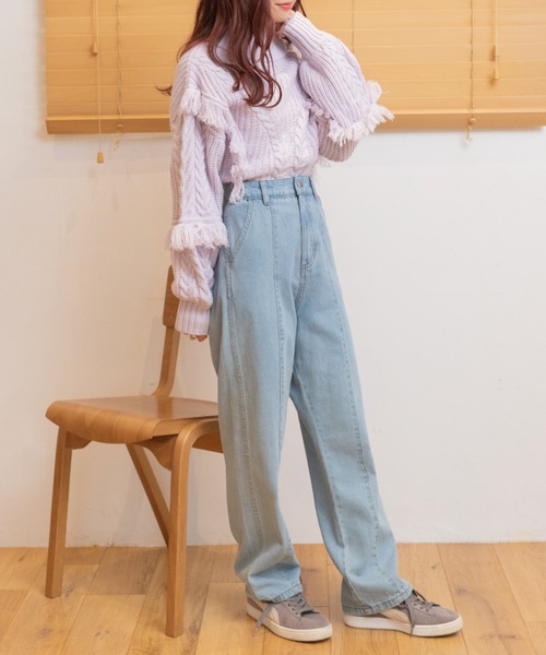 Mysa&Liina（ミーサリーナ）の「ハイネックショート丈ケーブルニット（ニット/セーター・レディース・ブラック/ベージュ/オフホワイト/ラベンダー/キャメル・M）」の22枚目の写真