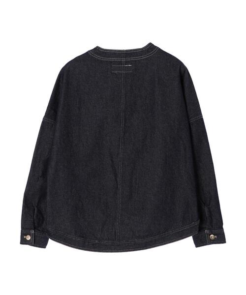 Green　Parks（グリーンパークス）の「ノーカラーカバーオールジャケット＊（ノーカラージャケット・レディース・ネイビー/ナチュラル・FREE）」の12枚目の写真