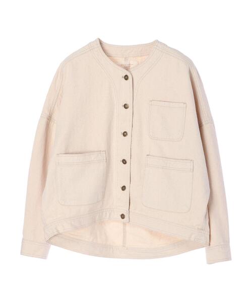 Green　Parks（グリーンパークス）の「ノーカラーカバーオールジャケット＊（ノーカラージャケット・レディース・ネイビー/ナチュラル・FREE）」の16枚目の写真