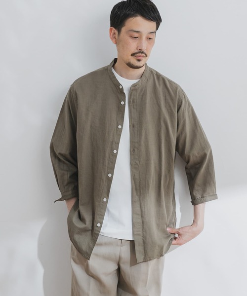URBAN RESEARCH DOORS(アーバンリサーチドアーズ)の「綿麻ライトオックスバンドカラーシャツ(シャツ/ブラウス・メンズ・カーキ/ブルー/ベージュ/ネイビー・40/38)」の3枚目の写真