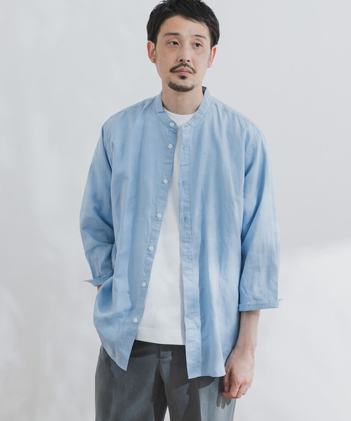 セール】綿麻ライトオックスバンドカラーシャツ（シャツ