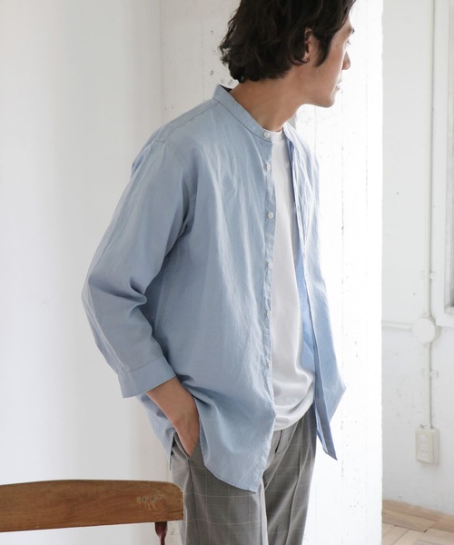 URBAN RESEARCH DOORS(アーバンリサーチドアーズ)の「綿麻ライトオックスバンドカラーシャツ(シャツ/ブラウス・メンズ・カーキ/ブルー/ベージュ/ネイビー・40/38)」の11枚目の写真