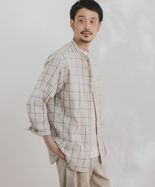 URBAN RESEARCH DOORS(アーバンリサーチドアーズ)の「綿麻ライトオックスバンドカラーシャツ(シャツ/ブラウス・メンズ・カーキ/ブルー/ベージュ/ネイビー・40/38)」の14枚目の写真