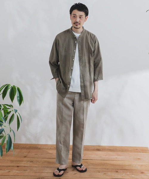 【アーバンリサーチドアーズ】麻100% レギュラーカラーオーバーシャツ ブラック URBAN RESEARCH DOORS（アーバンリサーチドアーズ）の「ブラック