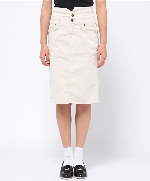 WEGO（ウィゴー）の「WEGO/コーデュロイタックペンシルスカート（スカート・レディース・アイボリー/ダークグリーン/ワイン・FREE）」の4枚目の写真