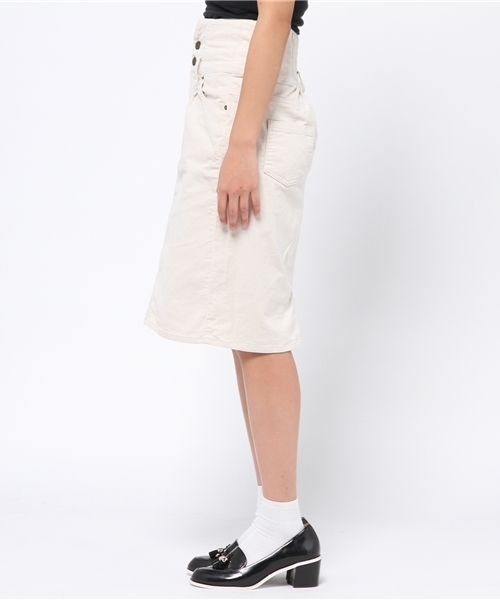 WEGO（ウィゴー）の「WEGO/コーデュロイタックペンシルスカート（スカート・レディース・アイボリー/ダークグリーン/ワイン・FREE）」の5枚目の写真