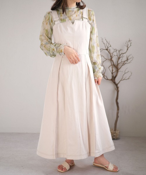 ＡＮＤＪ（アンドジェイ）の「ペイント柄メッシュシアートップス&キャミソール2点セット（Tシャツ/カットソー・レディース・パープル/グリーン・M）」の9枚目の写真