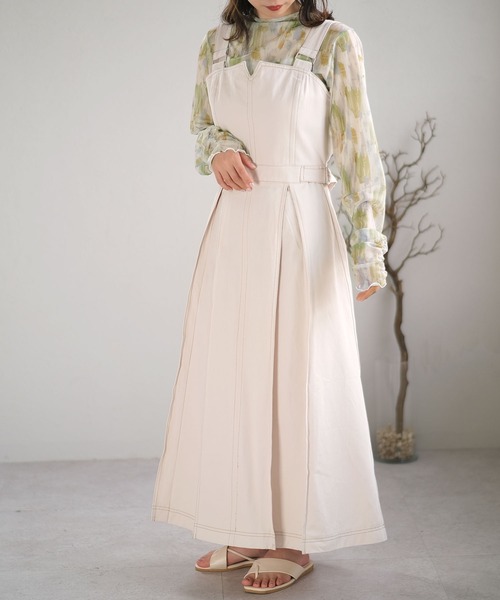 ＡＮＤＪ（アンドジェイ）の「ペイント柄メッシュシアートップス&キャミソール2点セット（Tシャツ/カットソー・レディース・パープル/グリーン・M）」の11枚目の写真