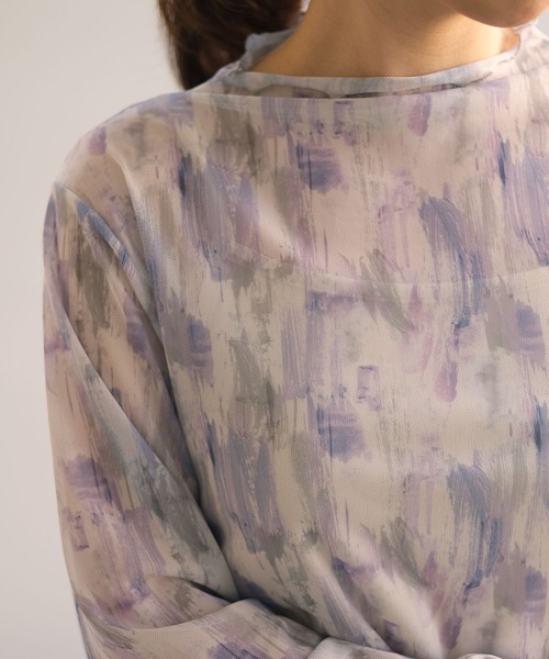 ＡＮＤＪ（アンドジェイ）の「ペイント柄メッシュシアートップス&キャミソール2点セット（Tシャツ/カットソー・レディース・パープル/グリーン・M）」の13枚目の写真