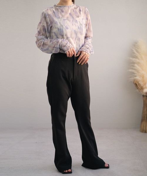 ＡＮＤＪ（アンドジェイ）の「ペイント柄メッシュシアートップス&キャミソール2点セット（Tシャツ/カットソー・レディース・パープル/グリーン・M）」の19枚目の写真