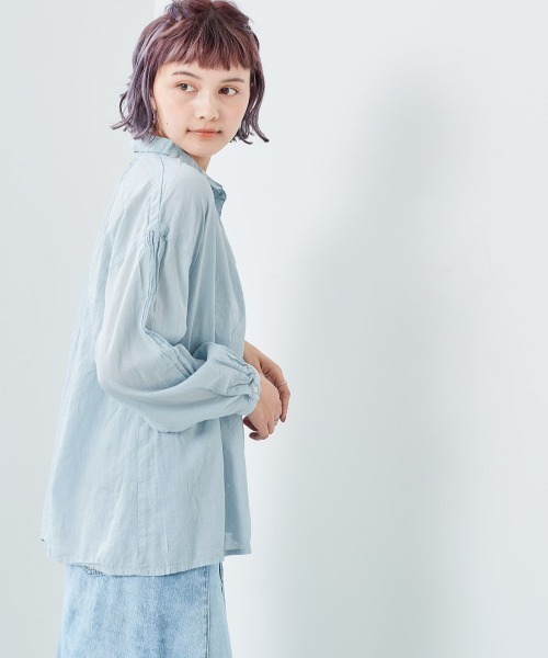 e.r.g*（イーアールジー）の「ボイル　ドロップシャツ（シャツ/ブラウス・レディース・ブラック/オフホワイト/サックスブルー/イエロー・M）」の4枚目の写真