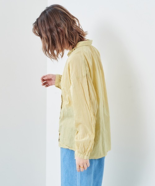 e.r.g*（イーアールジー）の「ボイル　ドロップシャツ（シャツ/ブラウス・レディース・ブラック/オフホワイト/サックスブルー/イエロー・M）」の7枚目の写真