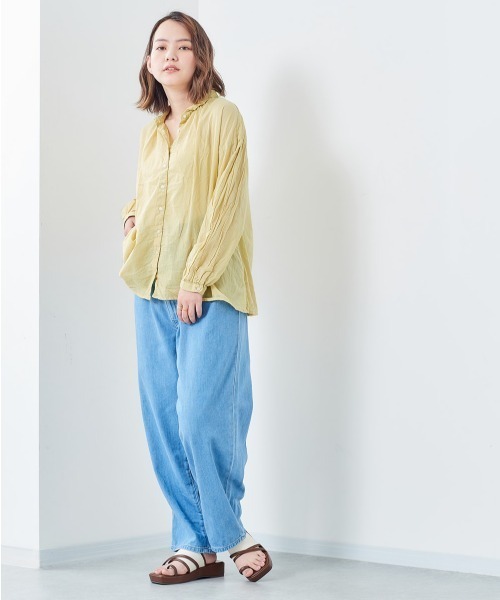 e.r.g*（イーアールジー）の「ボイル　ドロップシャツ（シャツ/ブラウス・レディース・ブラック/オフホワイト/サックスブルー/イエロー・M）」の9枚目の写真
