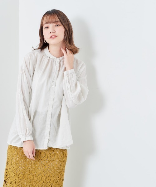 e.r.g*（イーアールジー）の「ボイル　ドロップシャツ（シャツ/ブラウス・レディース・ブラック/オフホワイト/サックスブルー/イエロー・M）」の15枚目の写真