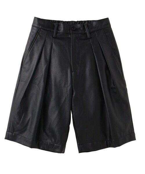 tk.TAKEO KIKUCHI（ティーケータケオキクチ）の「◆シンセティックレザーショーツ（ユニセックスアイテム）（その他パンツ・メンズ・ブラック系3・88/66）」の2枚目の写真