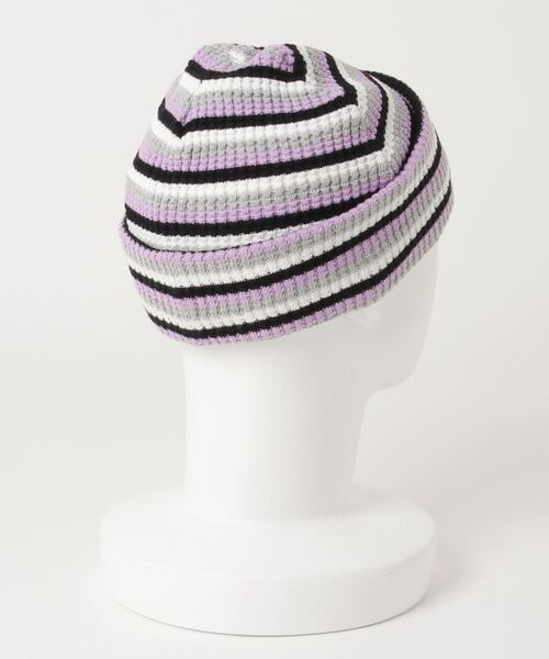 X-girl（エックスガール）の「STRIPED WAFFLE KNIT CAP（ニットキャップ/ビーニー・レディース・ホワイト/ブラック/レッド・ONE SIZE）」の7枚目の写真