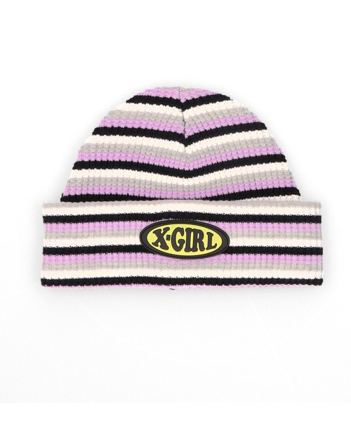 X-girl（エックスガール）の「STRIPED WAFFLE KNIT CAP（ニットキャップ/ビーニー・レディース・ホワイト/ブラック/レッド・ONE SIZE）」の19枚目の写真
