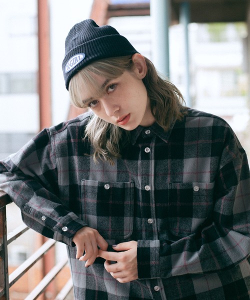 X-girl（エックスガール）の「STRIPED WAFFLE KNIT CAP（ニットキャップ/ビーニー・レディース・ホワイト/ブラック/レッド・ONE SIZE）」の17枚目の写真
