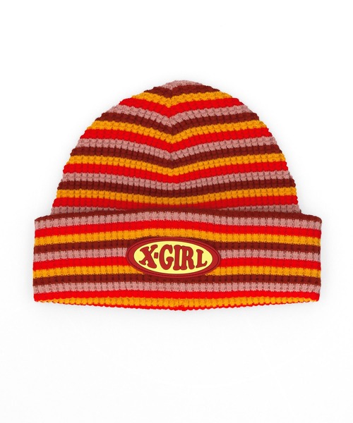X-girl（エックスガール）の「STRIPED WAFFLE KNIT CAP（ニットキャップ/ビーニー・レディース・ホワイト/ブラック/レッド・ONE SIZE）」の14枚目の写真