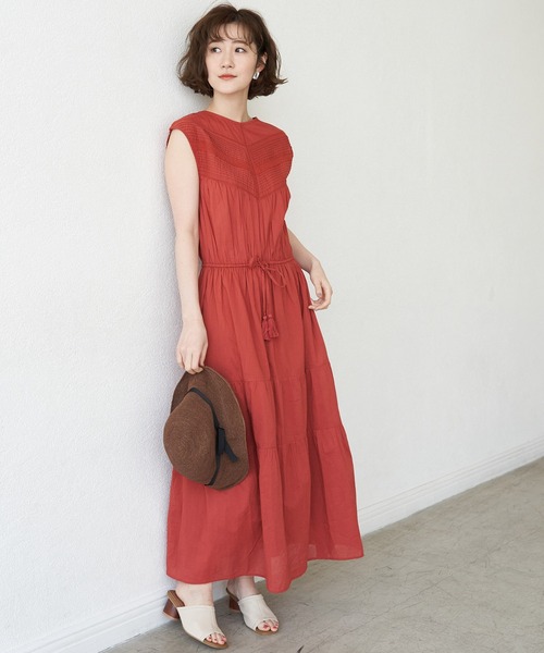 ROPE' PICNIC（ロペピクニック）の「INDIAバイアスレースティアードワンピース（ワンピース・レディース・オレンジ系その他/ブラック/グリーン・38）」の3枚目の写真