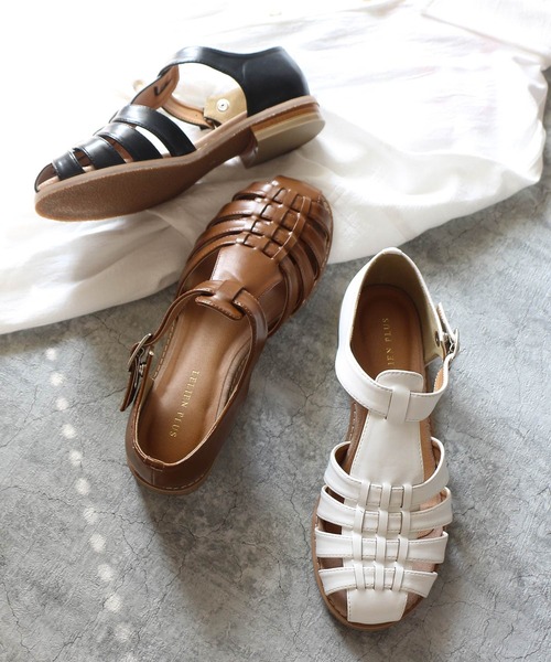 AmiAmi（アミアミ）の「グルカサンダル / レザー編み込みストラップサンダル（サンダル・レディース・ホワイト/ブラック/ブラウン・LL/S/M/L）」の20枚目の写真